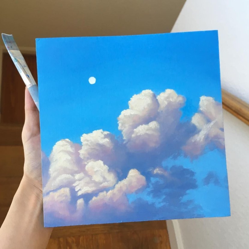 Clouds with gouache
