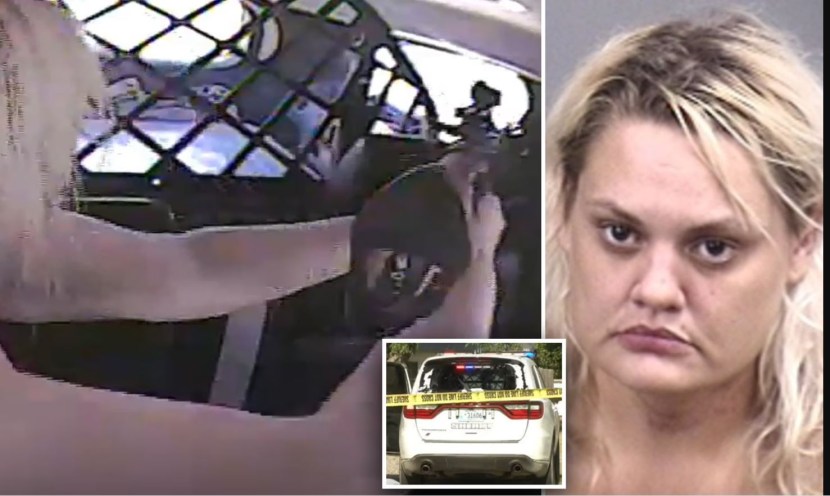 Girl blonde with a gun