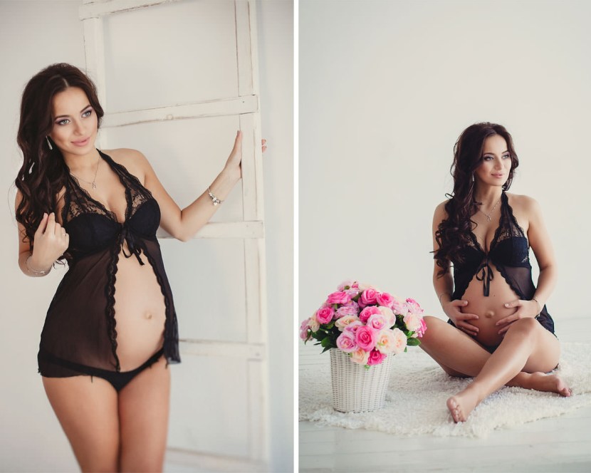 Photo session of pregnant women in underwear