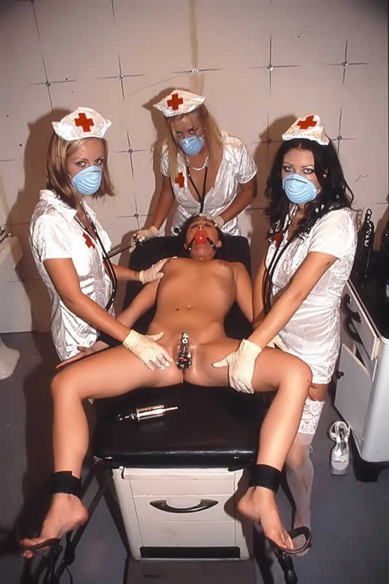 Naked girls in medical masks