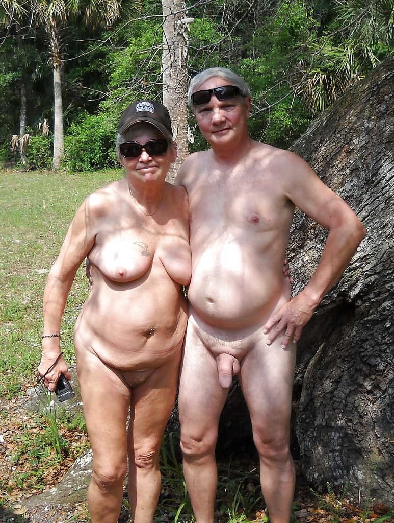 Old nudists in nature
