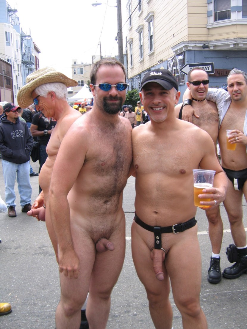 Naked men in the public BDSM
