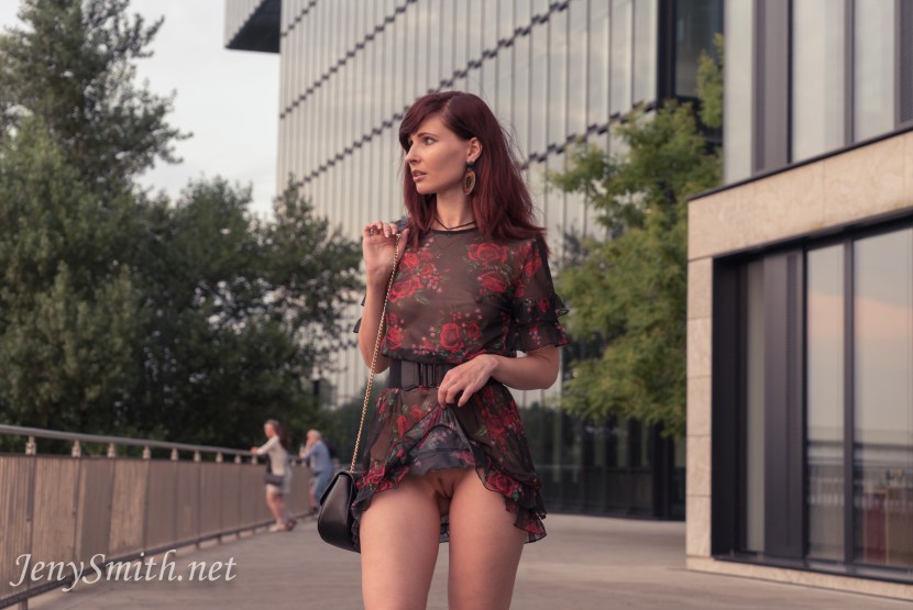Jenny Smith in a transparent dress
