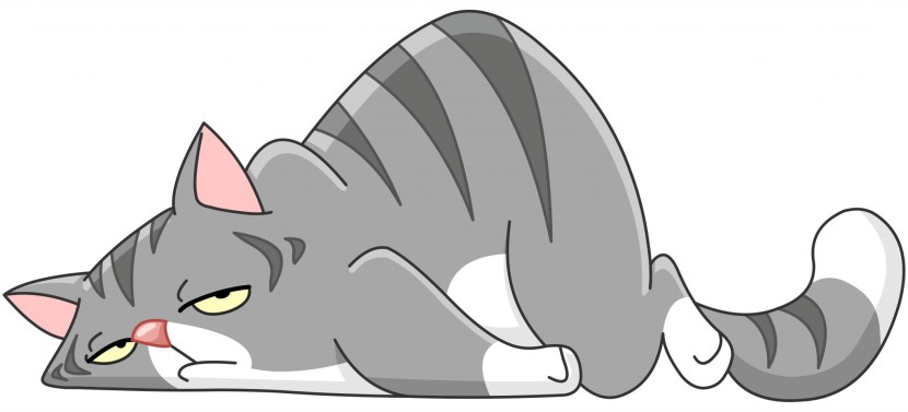 Tired cat cartoon
