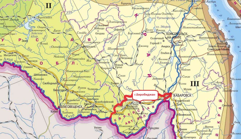 Khabarovsk and Blagoveshchensk on the map