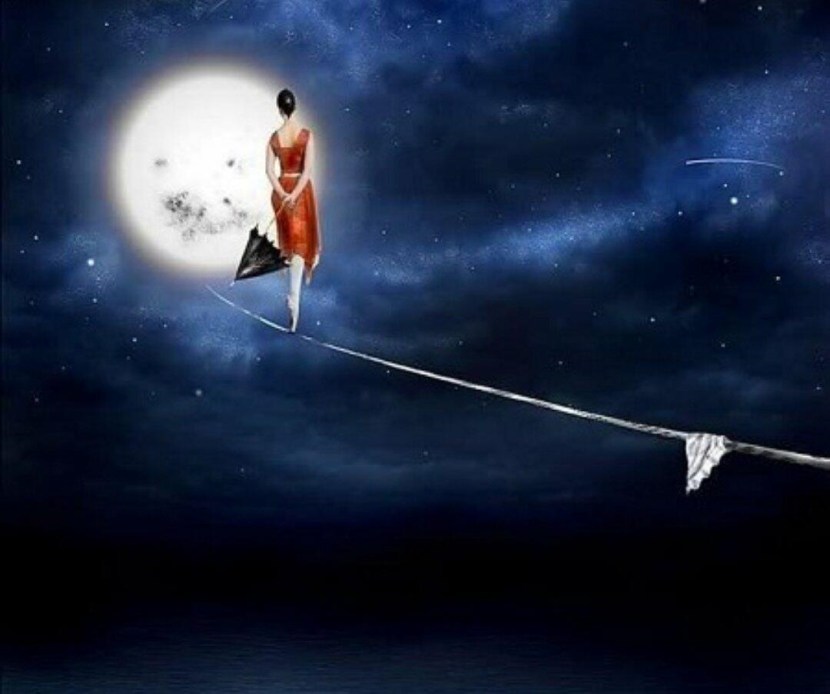 The guy on the background of the starry sky