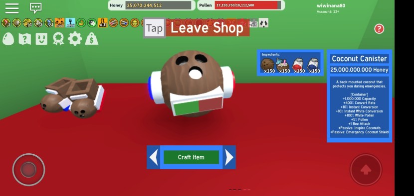 Roblox Bee Swarm Simulator Coconut canister