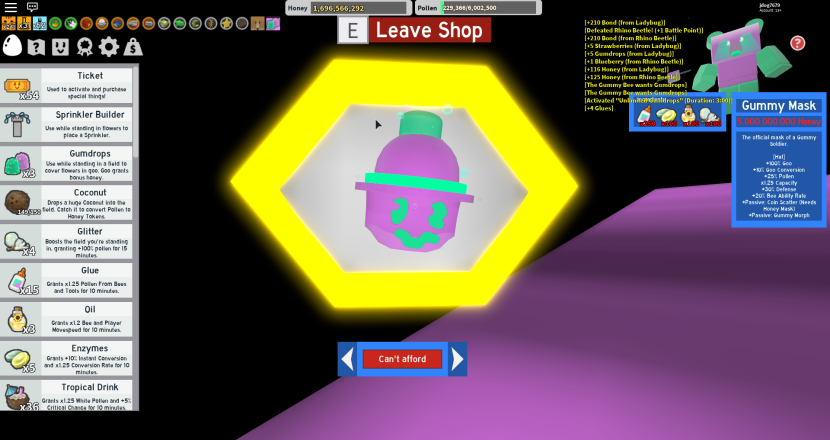 Gammy Mask in Bee Swarm