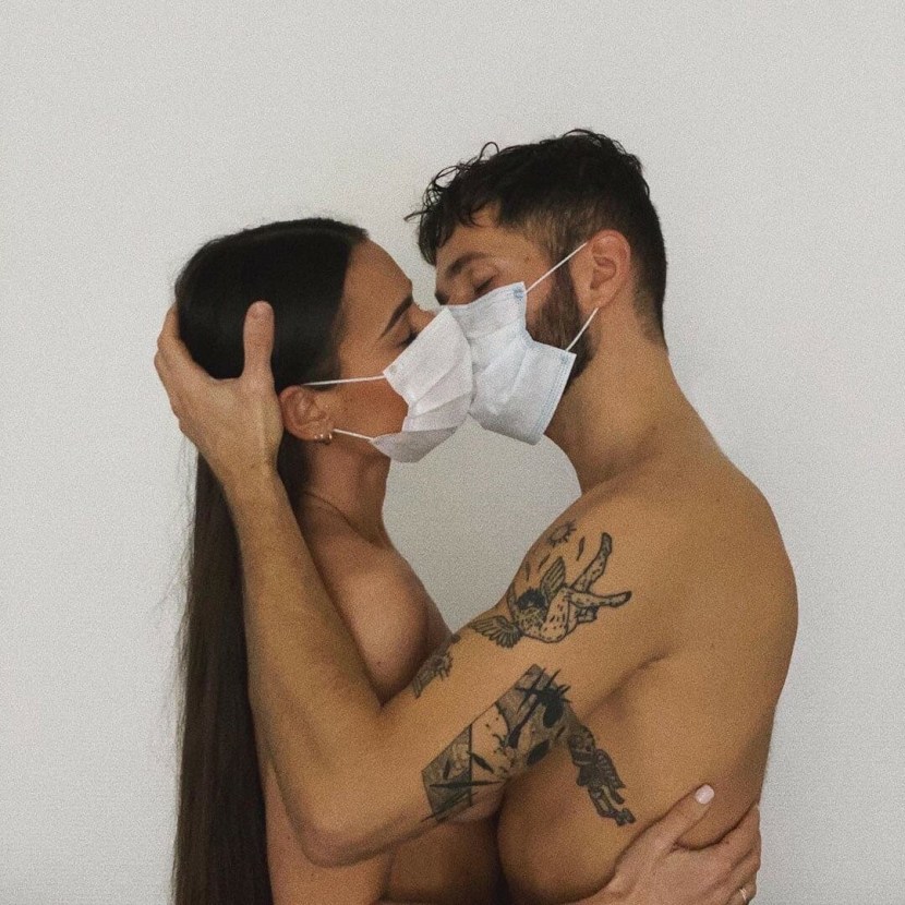 Medical Mask and Gloves Handjob Penis