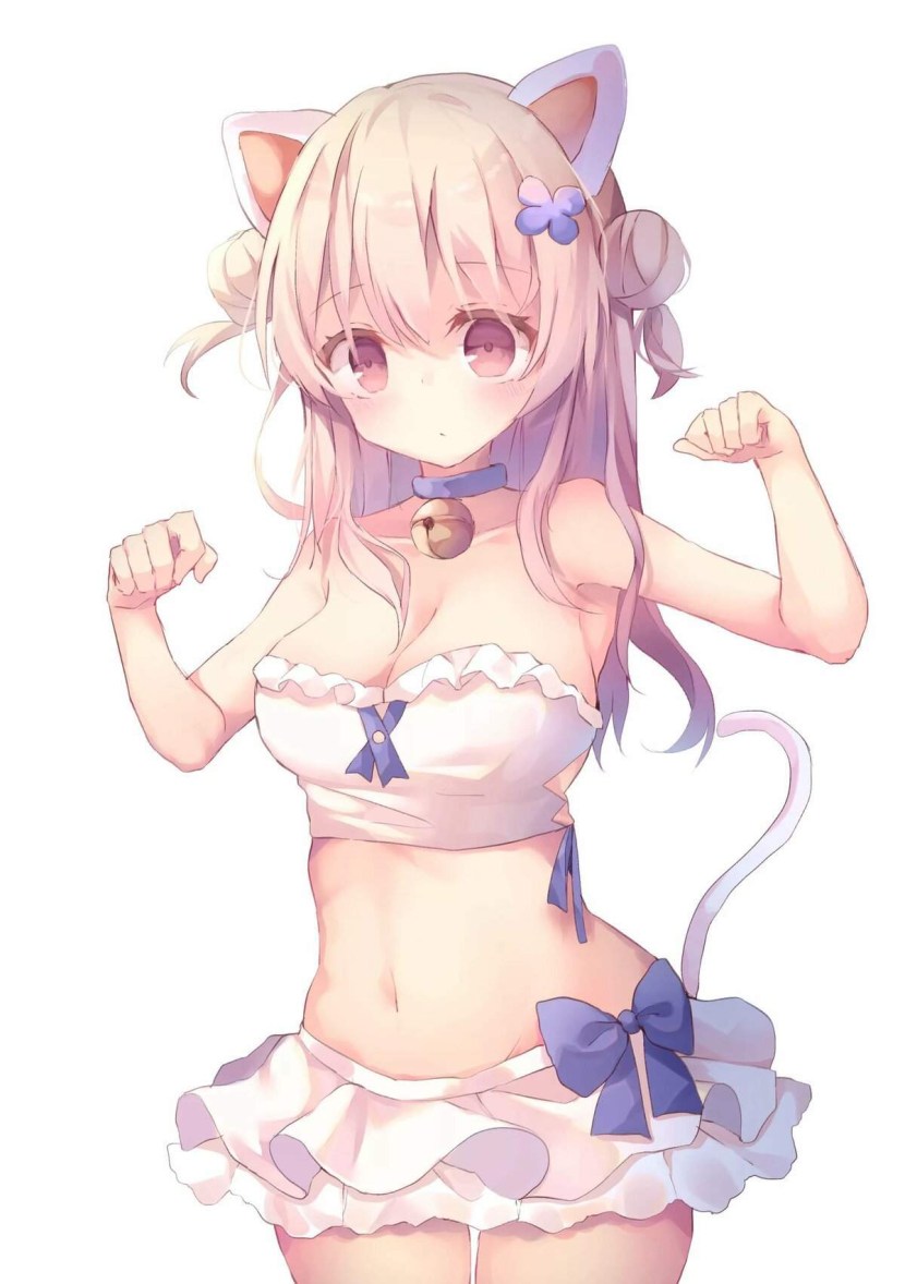 Anime girls cats in swimsuits