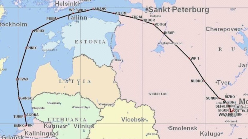 Flight map in Kaliningrad