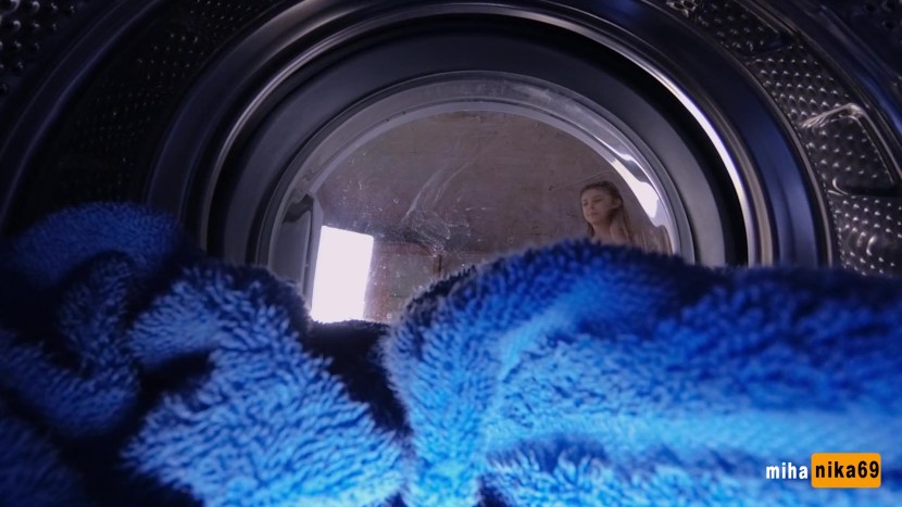 Stuck her head in the washing machine XXX