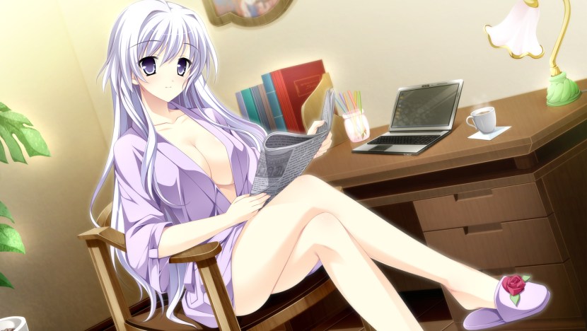 Anime girl in a dressing gown