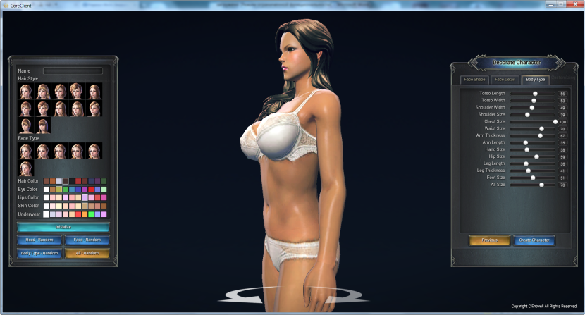 Castomization of the character girl