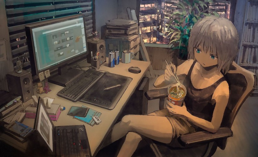 Anime at the computer