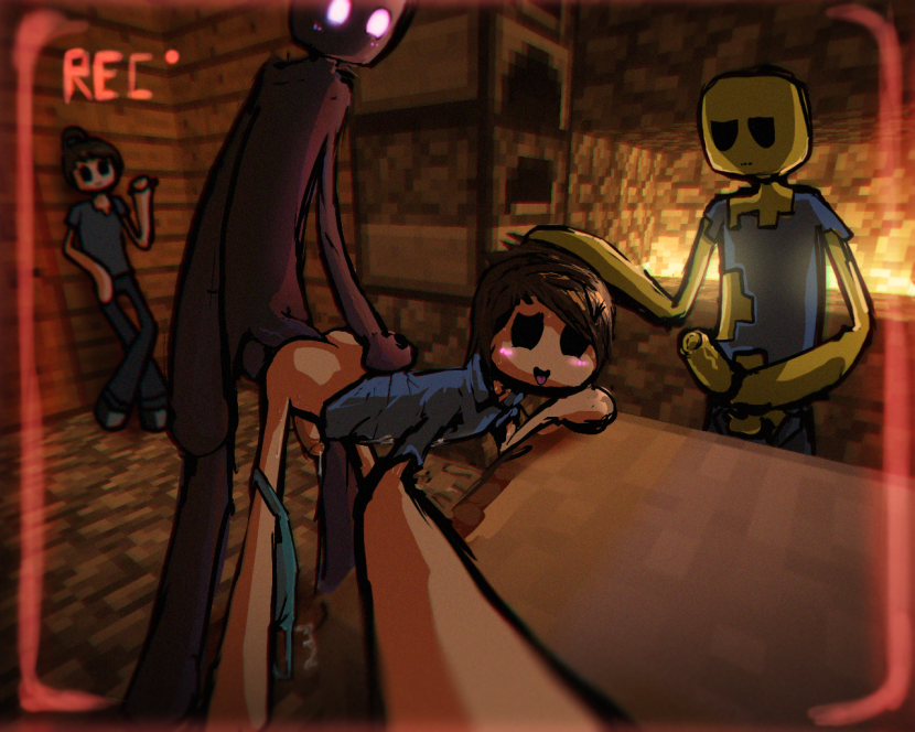 Naked Alex and Steve from Minecraft