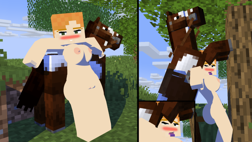 Hentai with a horse in Minecraft