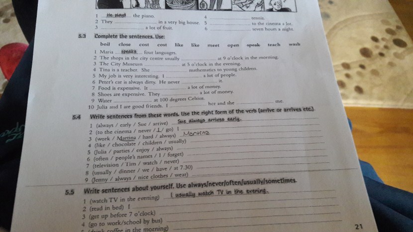 Complete the Sentences. Use the Phrases from the Box