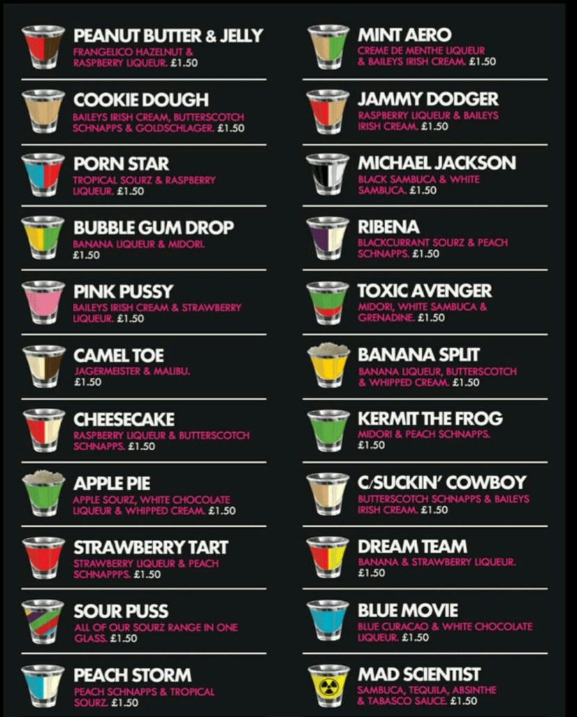 Recipes of alcoholic shots