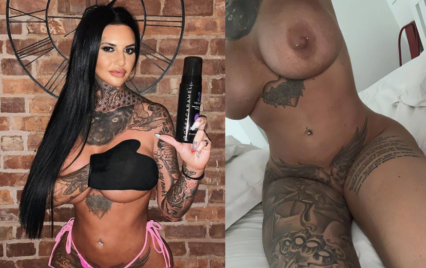 Inked Brunette Jemma Lucy Plays with Her Pussy