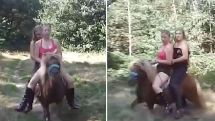 Girl riding on a slave