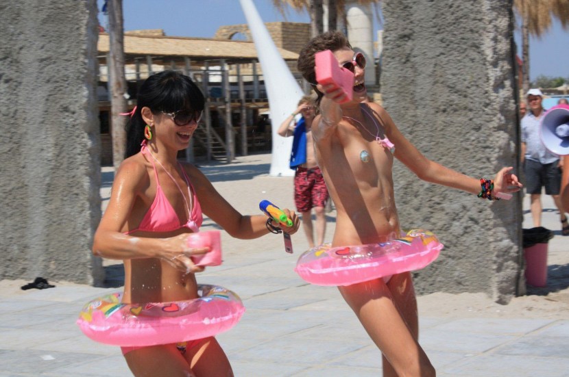 Beach party in the style of nude