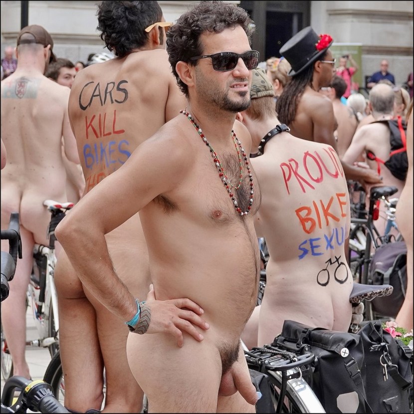 Strong buttocks woman Naked Bike Ride