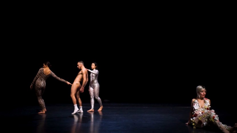 Masturbation on the stage of the theater