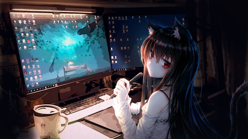 Anime at the computer