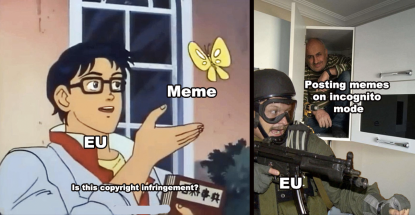 Meme with sponch bob with a sign