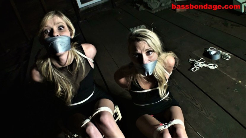 Related girls on the bed Bondage