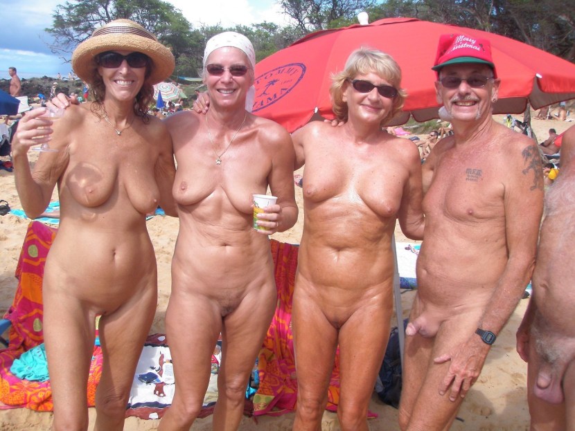 Naked elderly ladies on the beach
