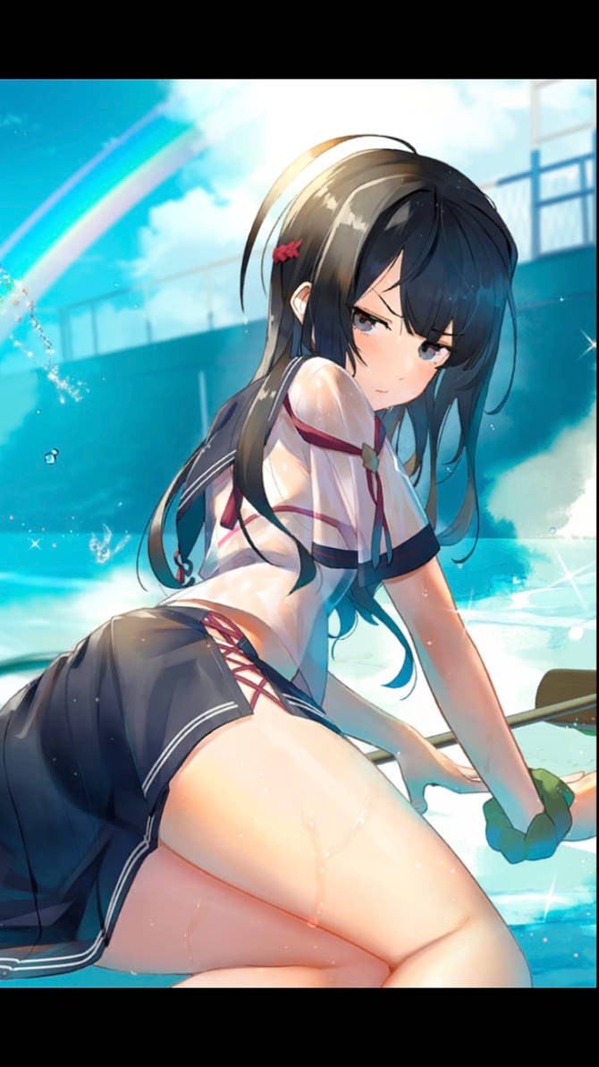 The girl is on the leash