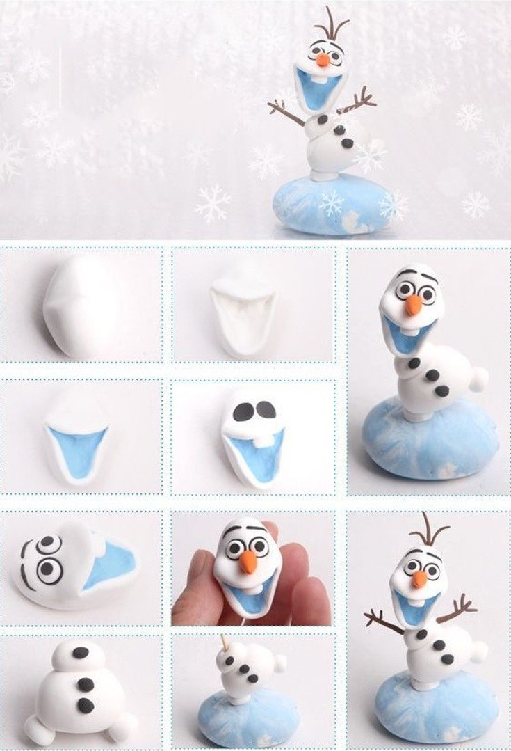 Olaf made of polymer clay step by step