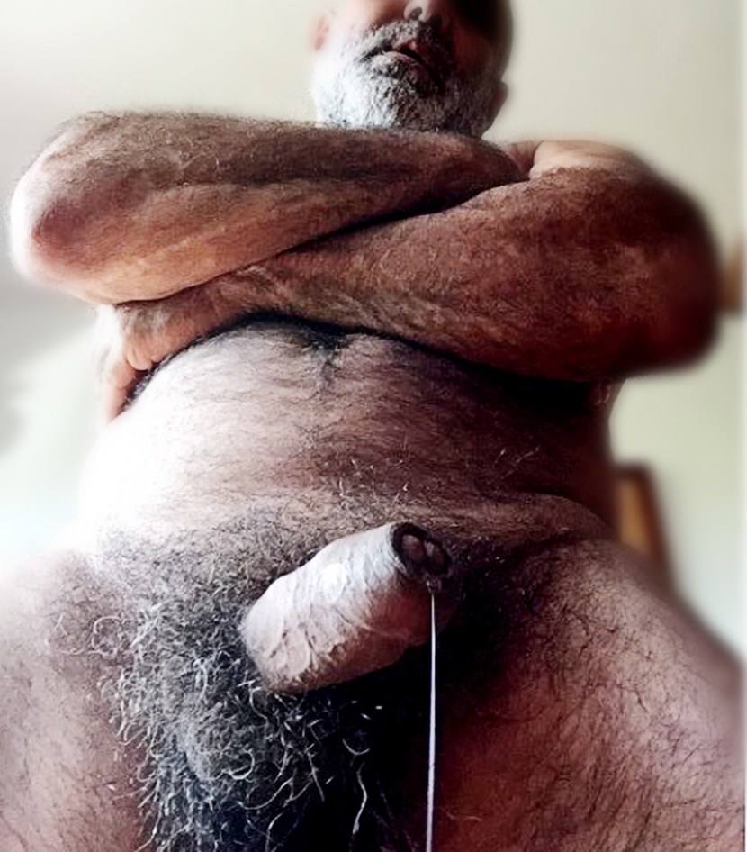 Old man with a thick hairy member