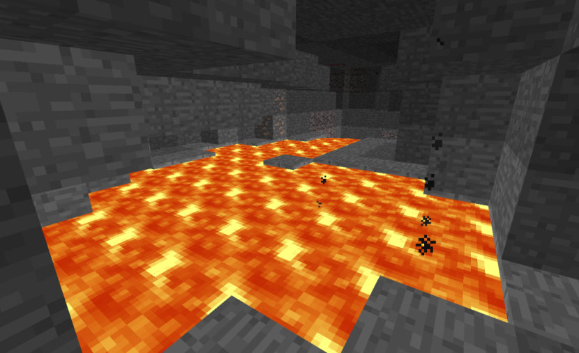 Minecraft cave with lava