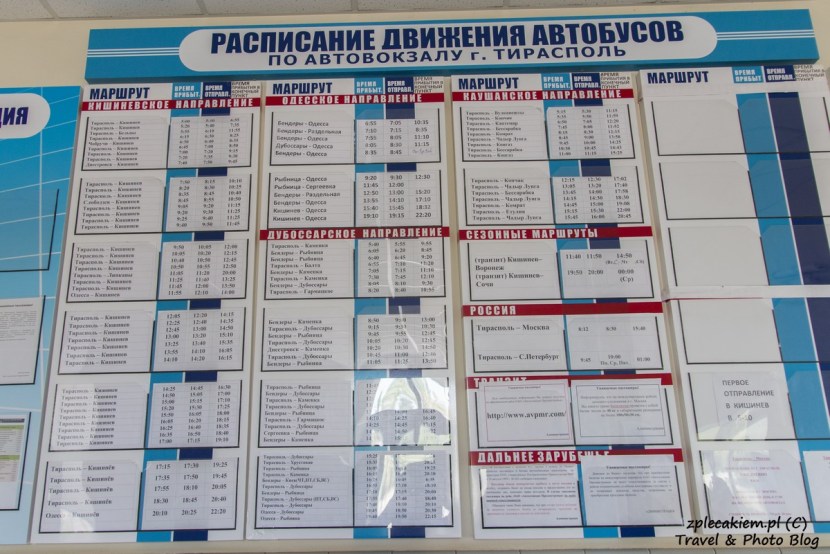 Schedule of minibuses Tiraspol Chisinau