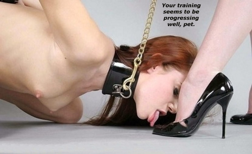 The slave licks the legs