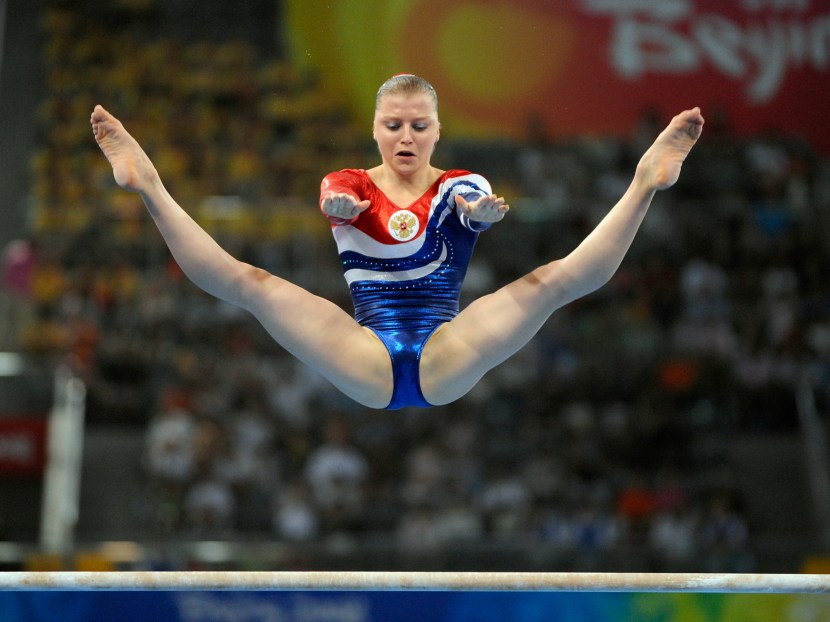 Sports gymnastics in panties