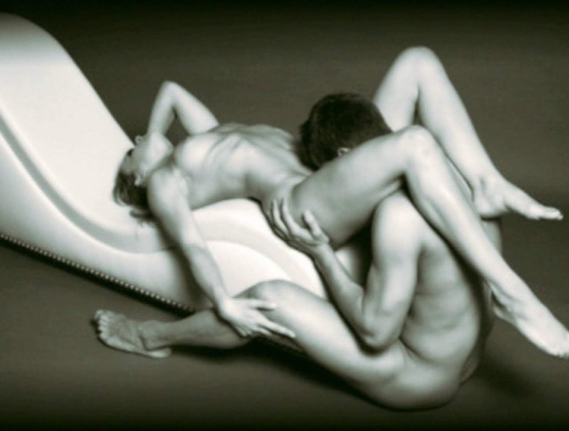 Naked man and woman standing