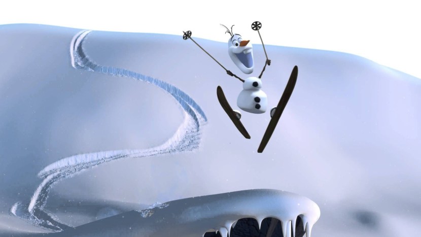 Olaf a cold heart on a white background