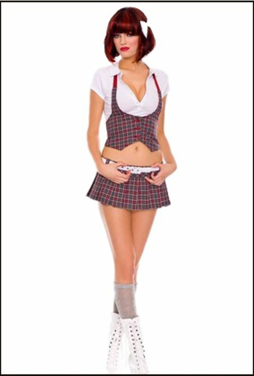 Schoolgirl in a suit in growth