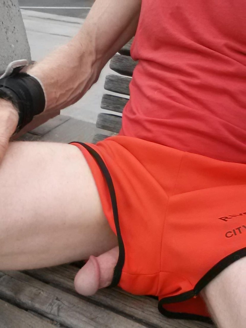 Lit a member through shorts