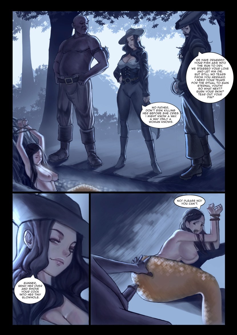 Naked women on a pirate ship