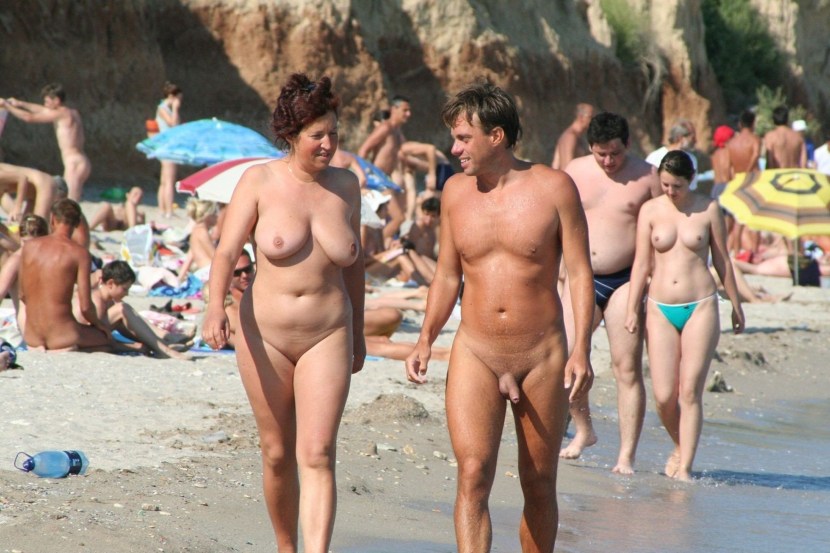 Family nudist beach
