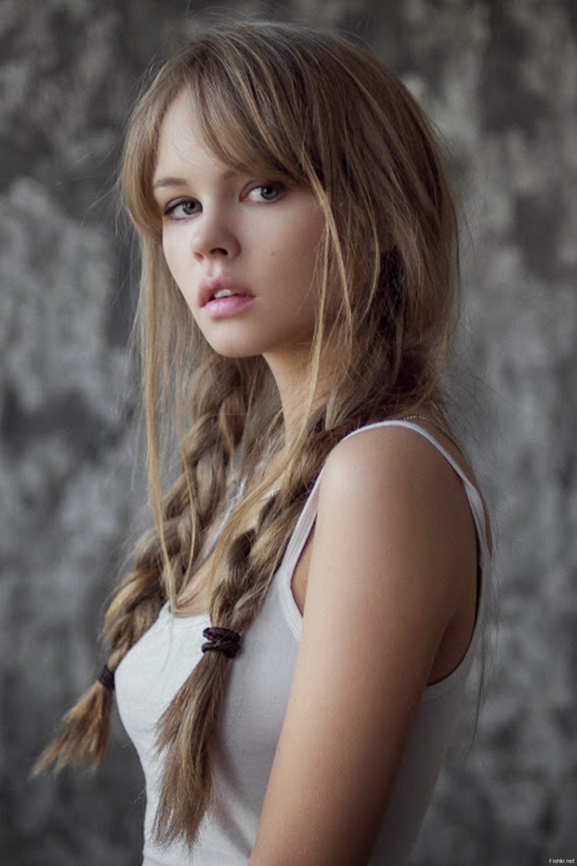 Anastasia Shcheglova with pigtails