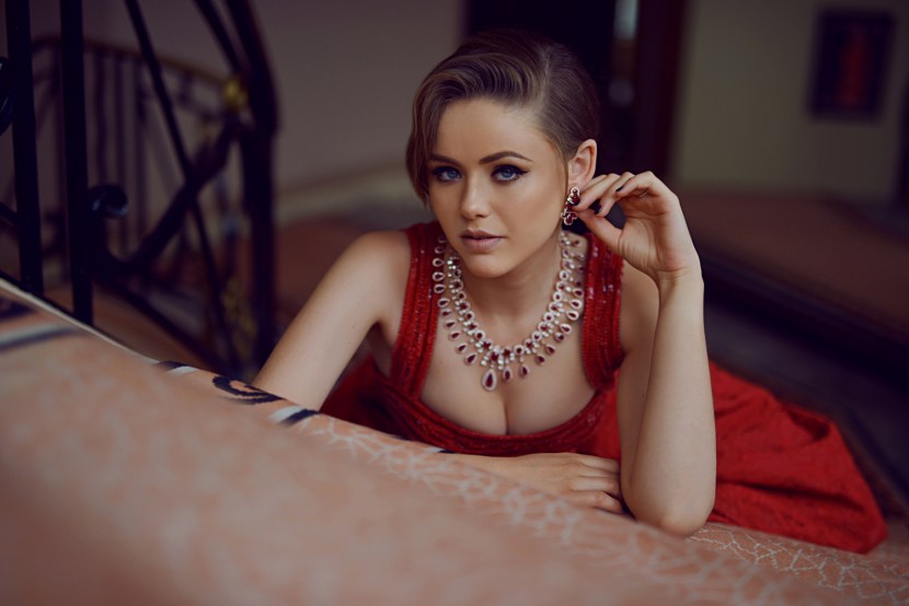 Christina Bazan on the bed