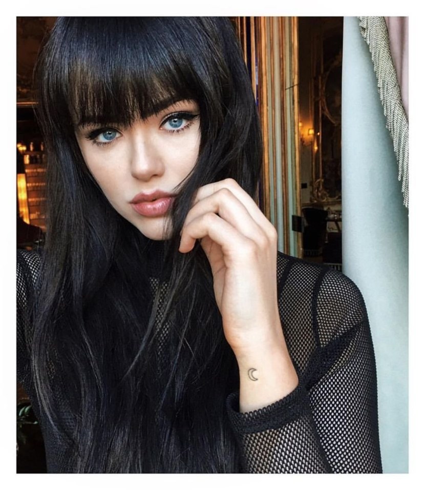 Christina Bazan in a red skirt