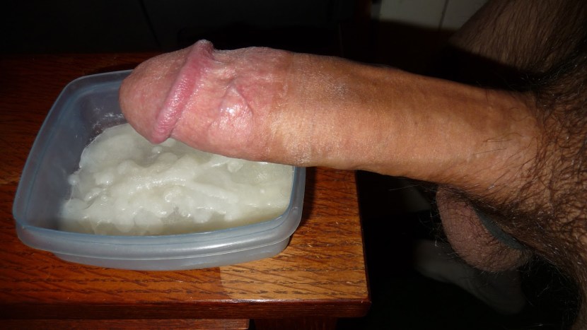 Cum for girls in a plate with food