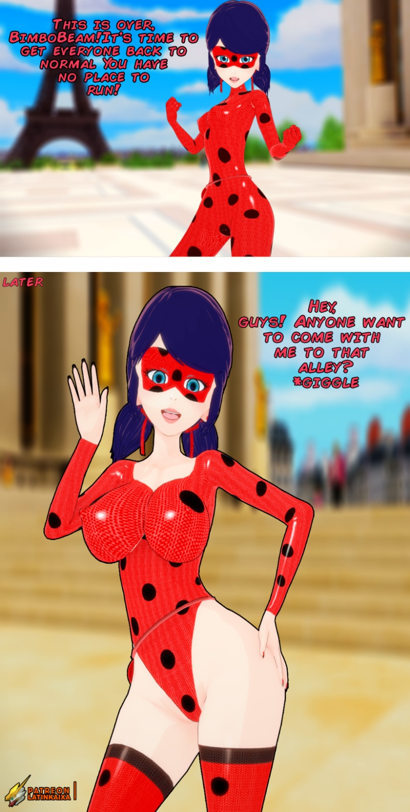 Naked Marinette without a bra and panties